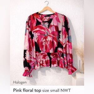 Pink floral top by Halogen NWT size small